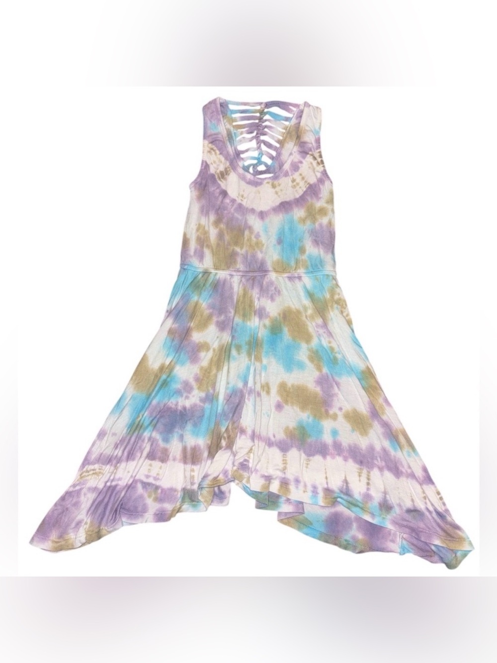 Gypsy 05 Tie-Dye Girls Summer Dress - Purple, Blue, Green